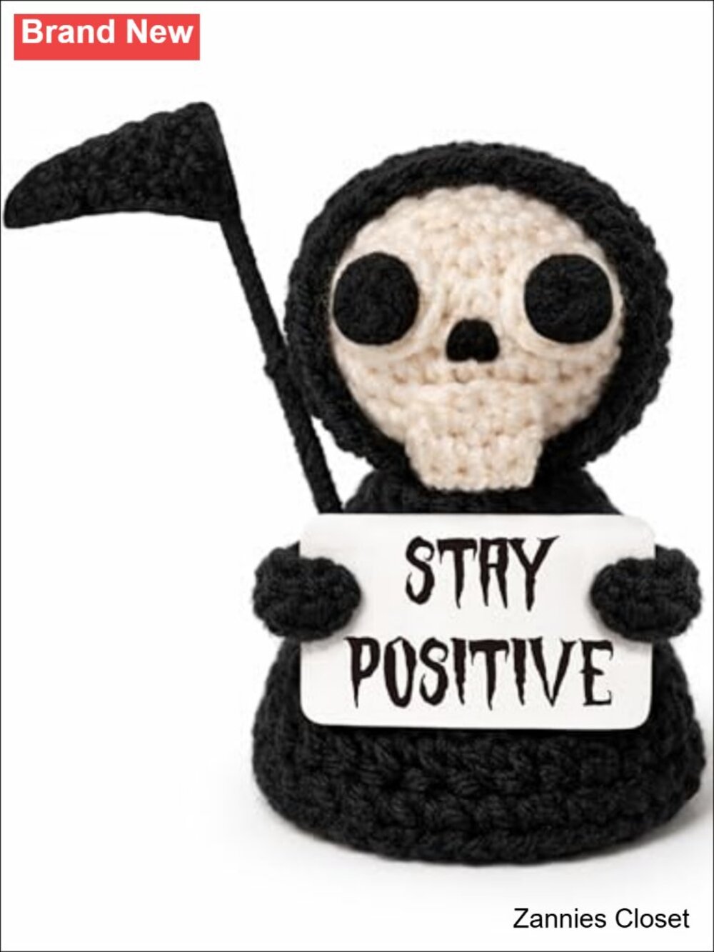 👻 Gothic Grim Reaper Crochet Plush Funny Sarcastic Desk Office Decor Halloween